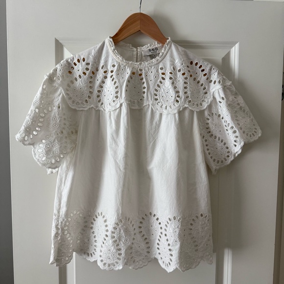 Sea New York Tops - Sea NY Marina White Eyelet Blouse